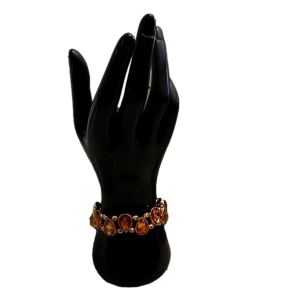  2 tone Amber and Gold Stretch Bracelet